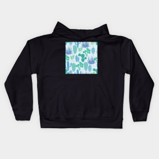 Cactus Garden Blue and Green Kids Hoodie